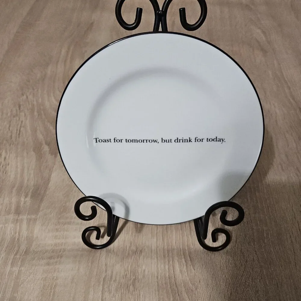 Pottery Barn Cocktail Quote Salad Dessert Plates - Set of 4 - Vintage Ceramic